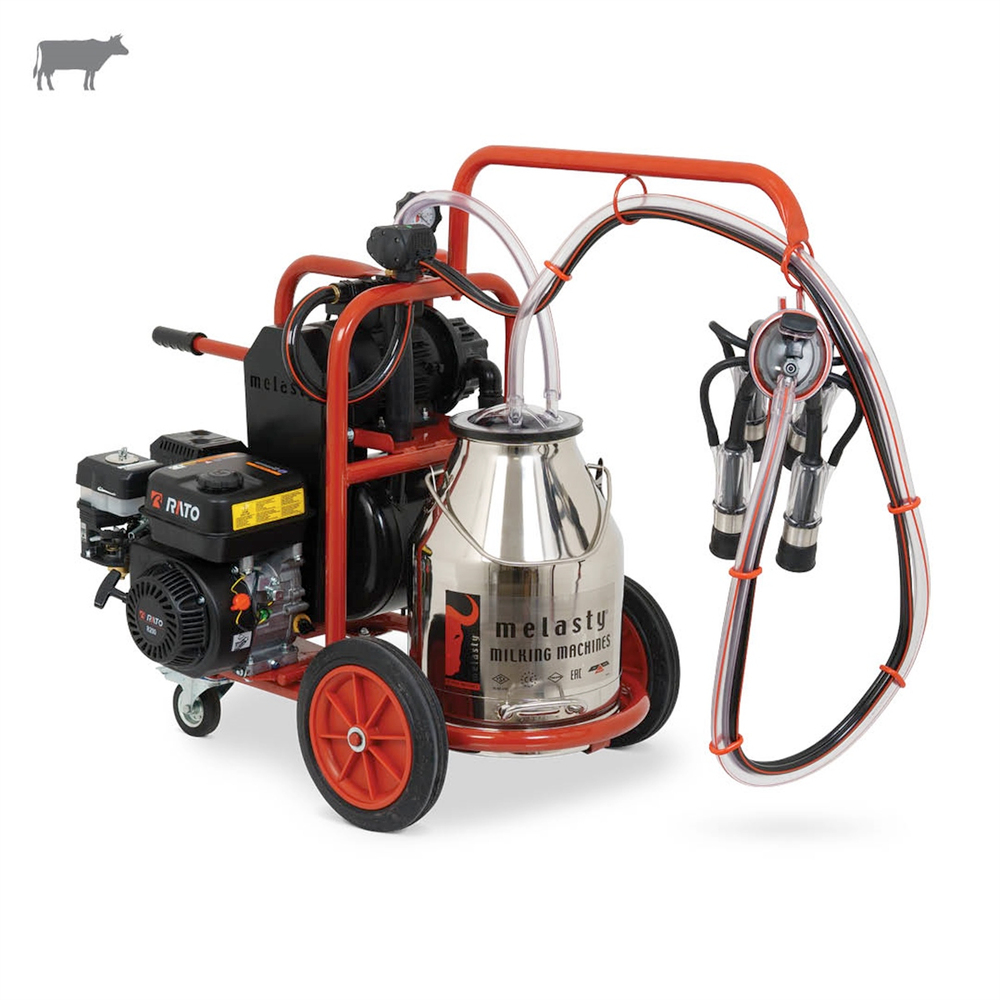 MelastyTK1-PK YGEBüyükbaş Tekli Süt Sağım Makinesi (Paslanmaz Güğüm - Kauçuk Memelik) (Benzinli) (Kuru Pompa)  | Cimritilki.com