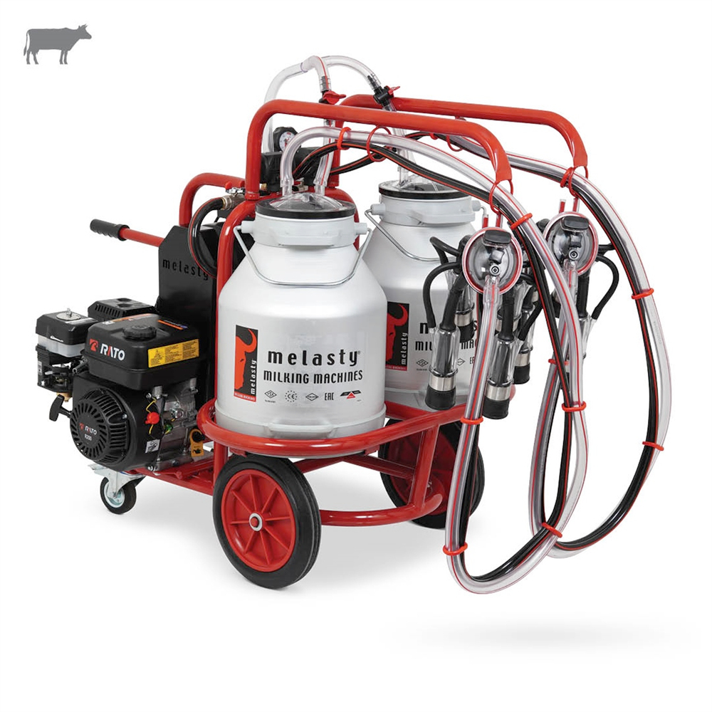 MelastyTK2-2AK YGEBüyükbaş İkili Süt Sağım Makinesi (Alüminyum Güğüm - Kauçuk Memelik) (Benzinli) (Çift Güğüm) (Kuru Pompa)  | Cimritilki.com