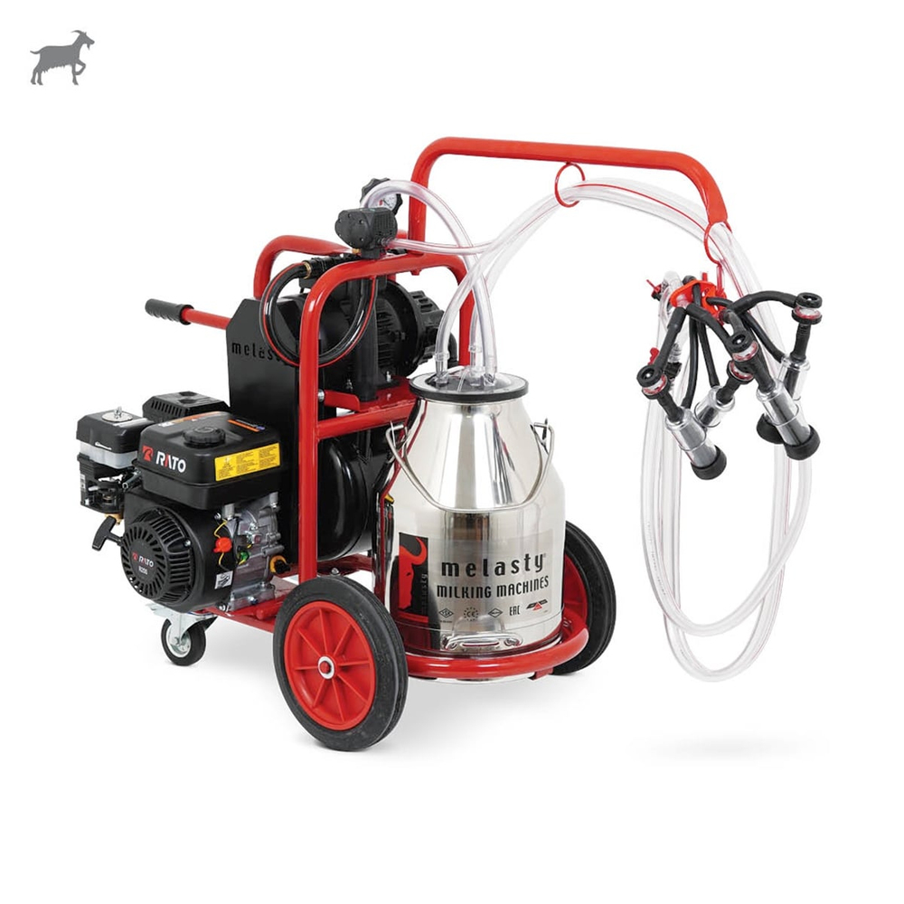 MelastyTKKC2-PK YGEKeçi İkili Süt Sağım Makinesi (Paslanmaz Güğüm - Kauçuk Memelik) (Benzinli) (Kuru Pompa)  | Cimritilki.com