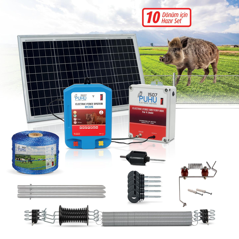 Puhu Ecos Eko Model Kuruluma Hazır Elektrikli Çit Sistemi (10 Dönümlük) (4 Joule) | Cimritilki.com
