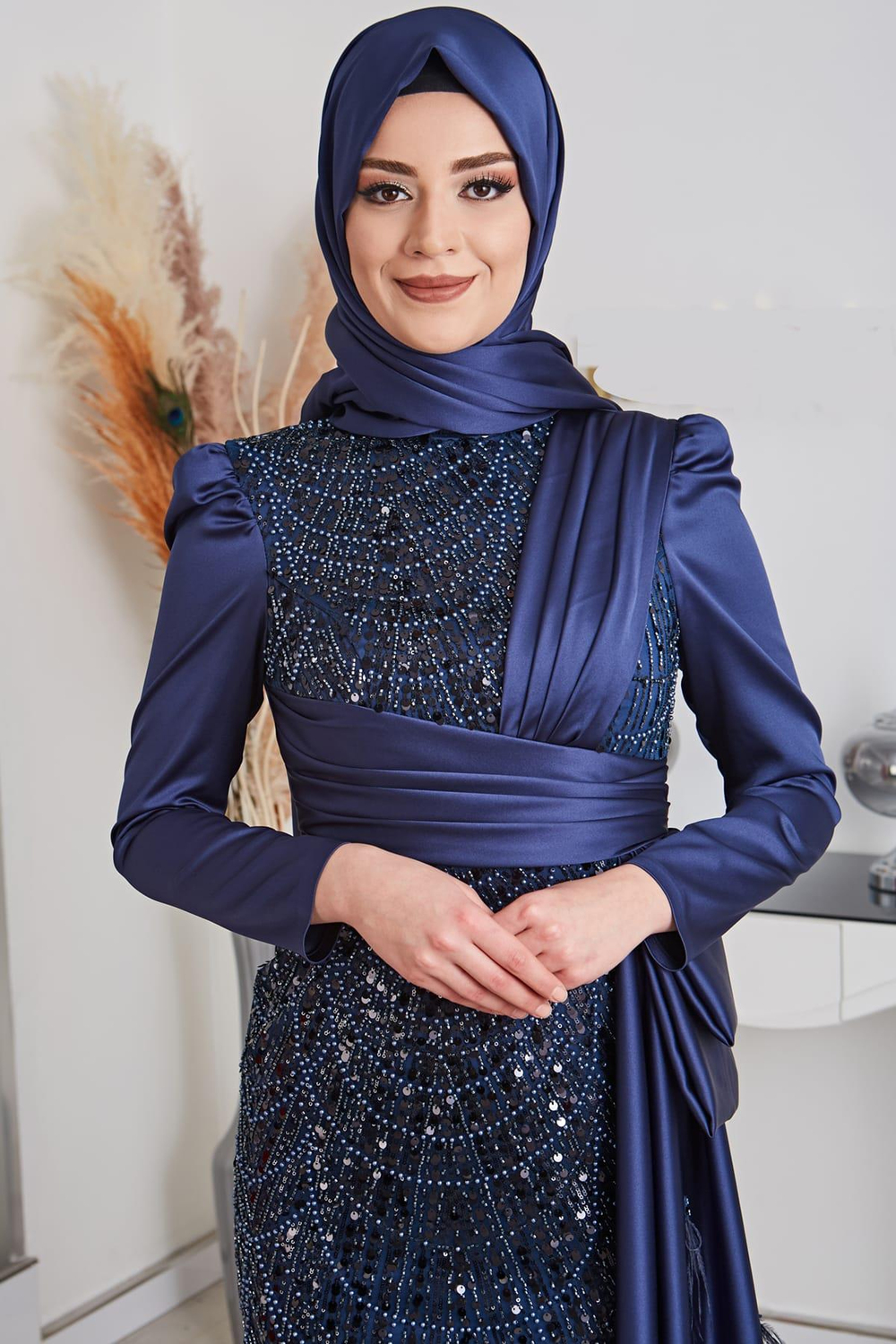 Dicle Tesettür Abiye Lacivert