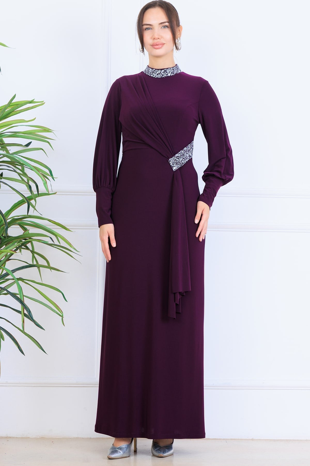 Melisa Tesettür Abiye Mürdüm