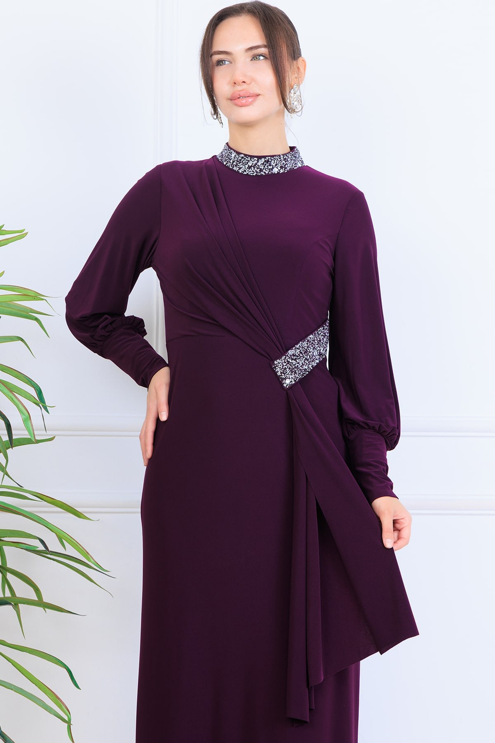 Melisa Tesettür Abiye Mürdüm