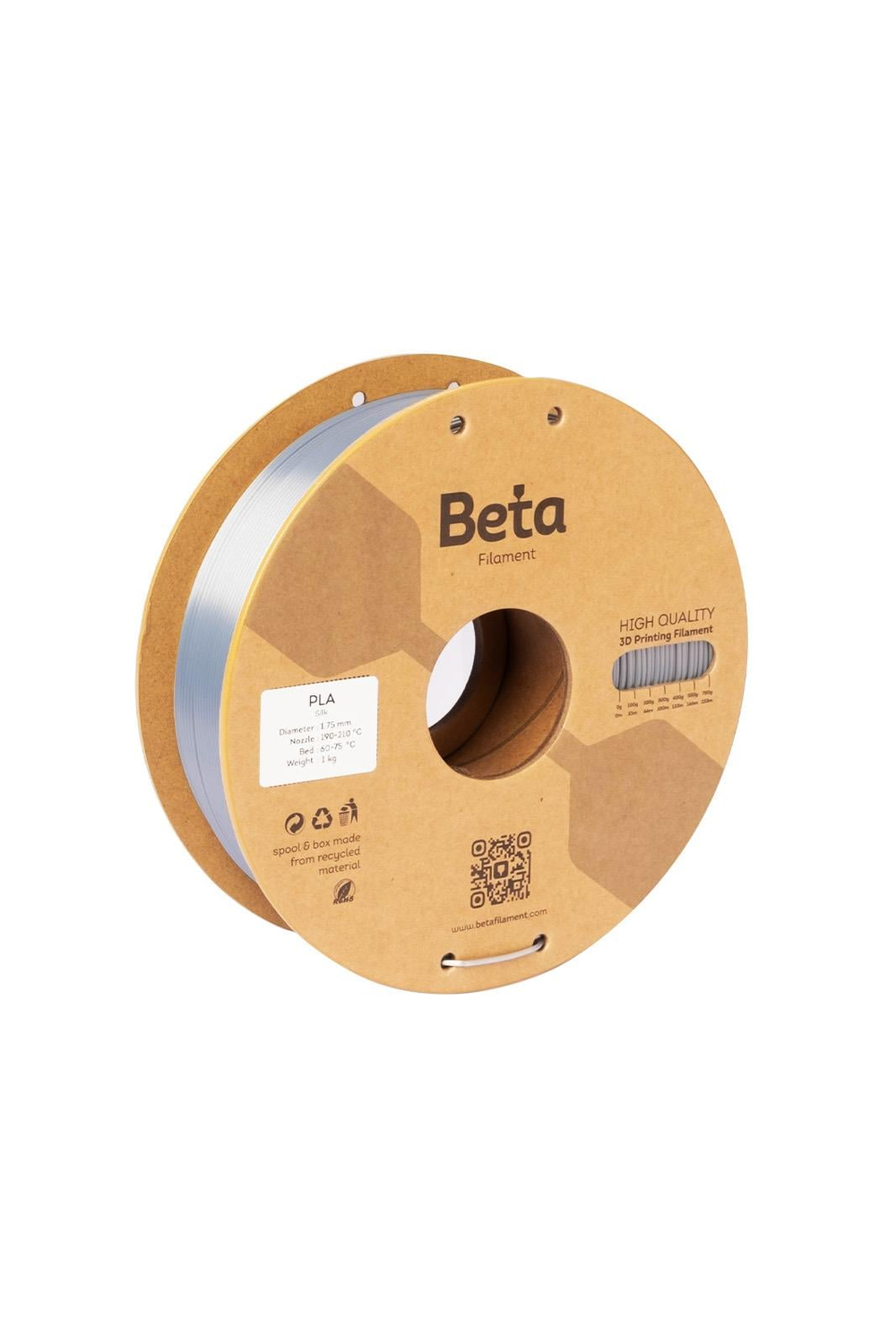 Beta PLA-Silk Filament Silver