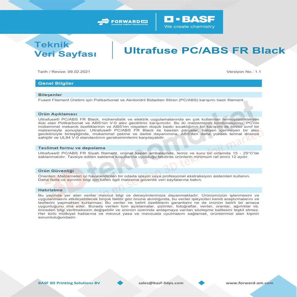Ultrafuse PC/ABS FR Black - 750gr  1.75mm