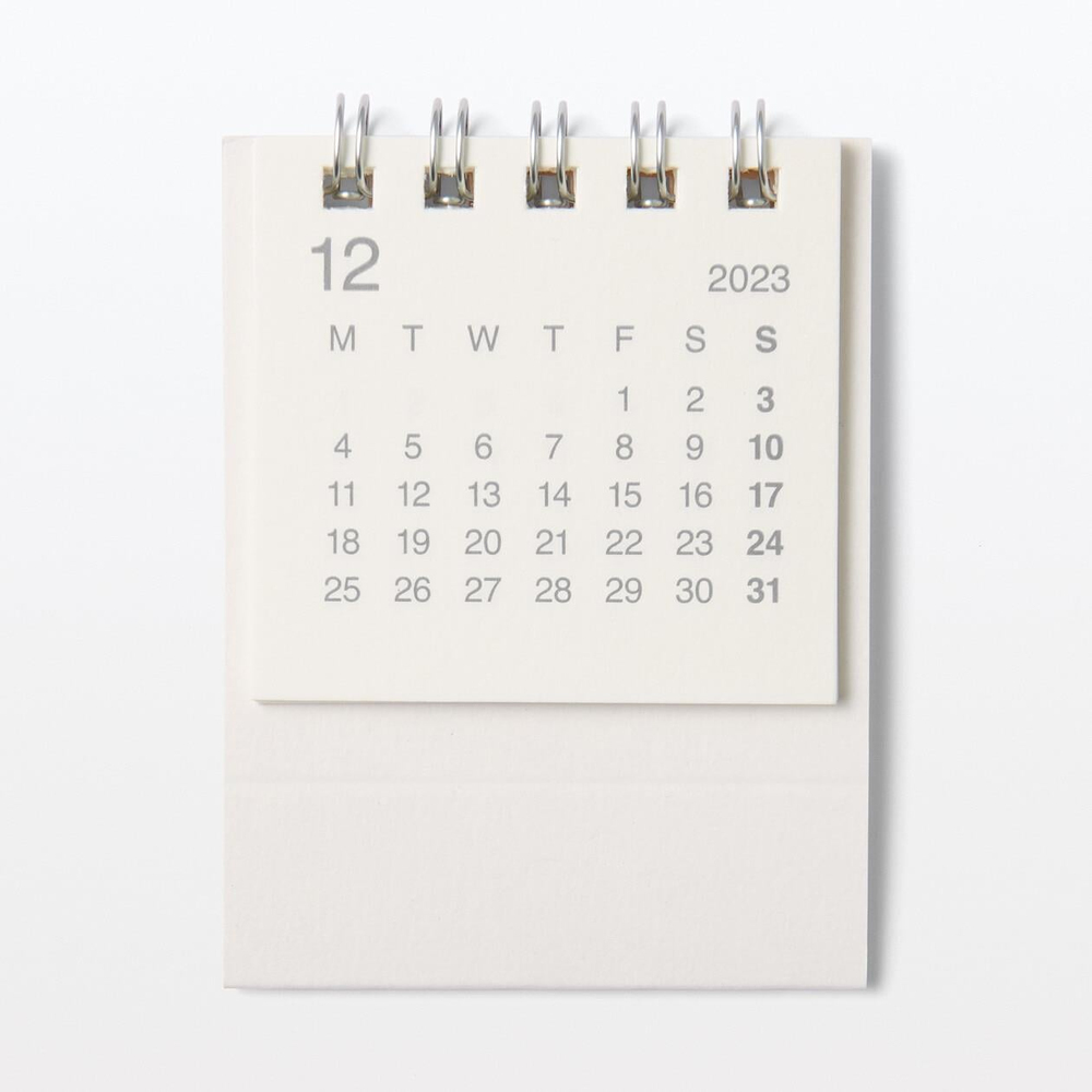 Muji Dec. 2023 - Dec. 2024 Masaüstü Mini Takvim Beyaz