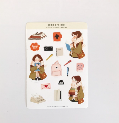 Writing & Studying Temalı Beyaz Ajanda Defter Planlayıcı Etiket Seti 