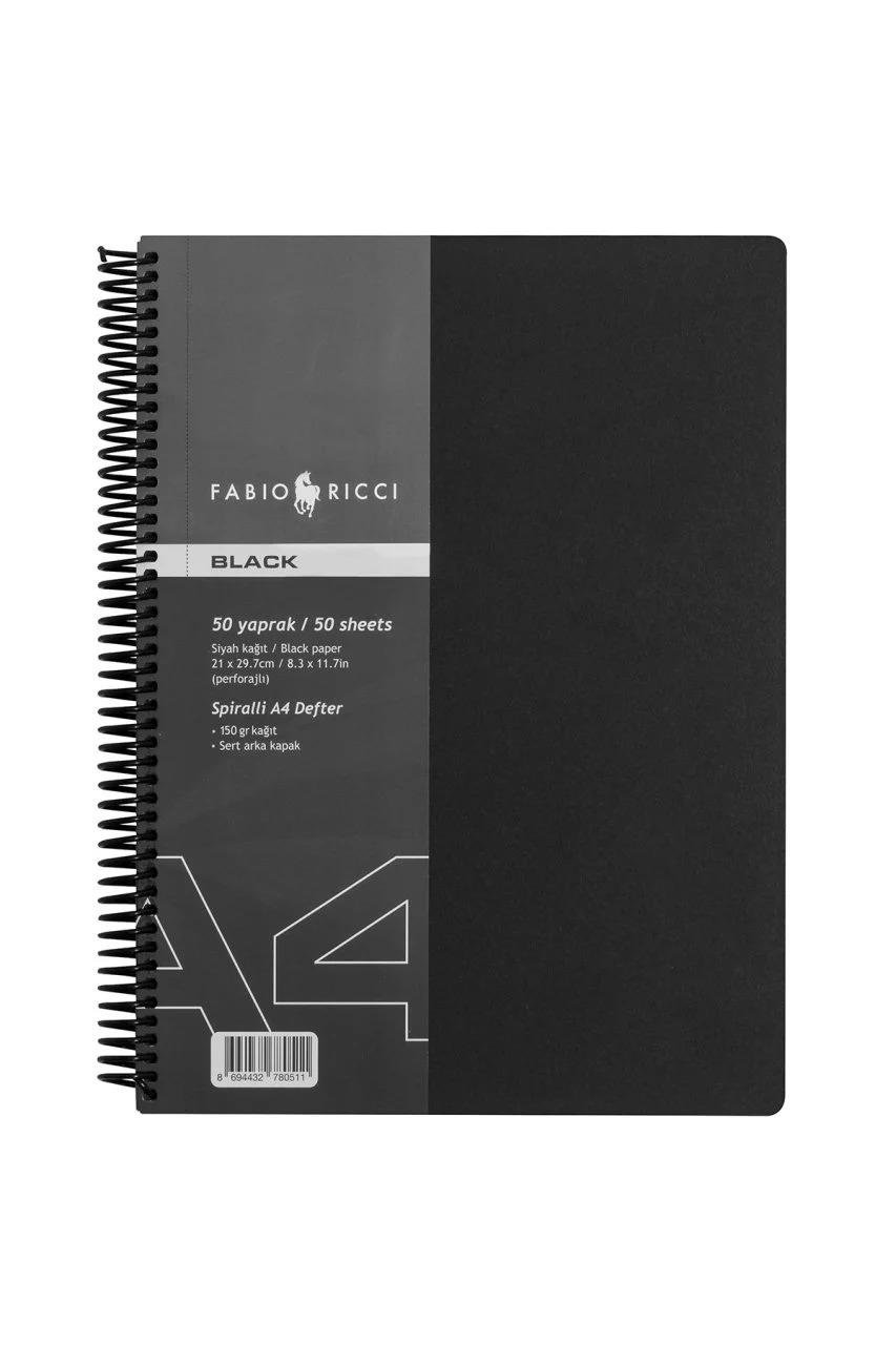 Fabio Ricci Black A4 Spiralli Çizim Defteri