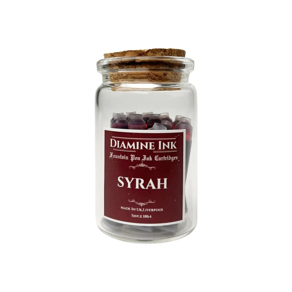 Diamine Mantar Kapak Cam Şişe 12'li Kartuş Seti Syrah