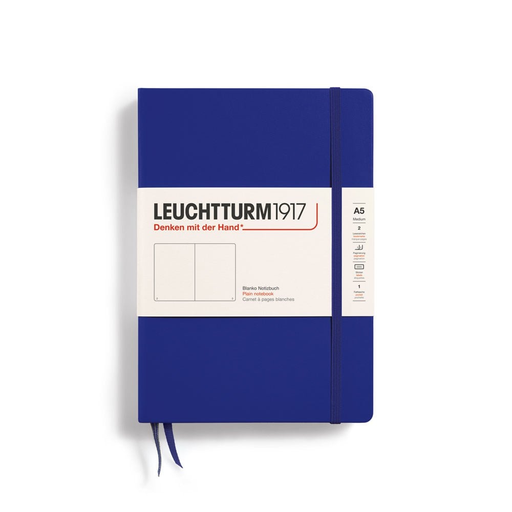 Leuchtturm1917 Not Defteri Orta Boy (A5), Sert Kapak, 251 Numaralandırılmış Sayfa, Düz, Ink Blue 369791
