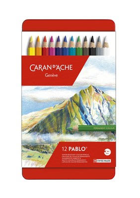 Caran d'Ache Pablo Metal Box 12 Renk Boya Kalem Seti 666.312