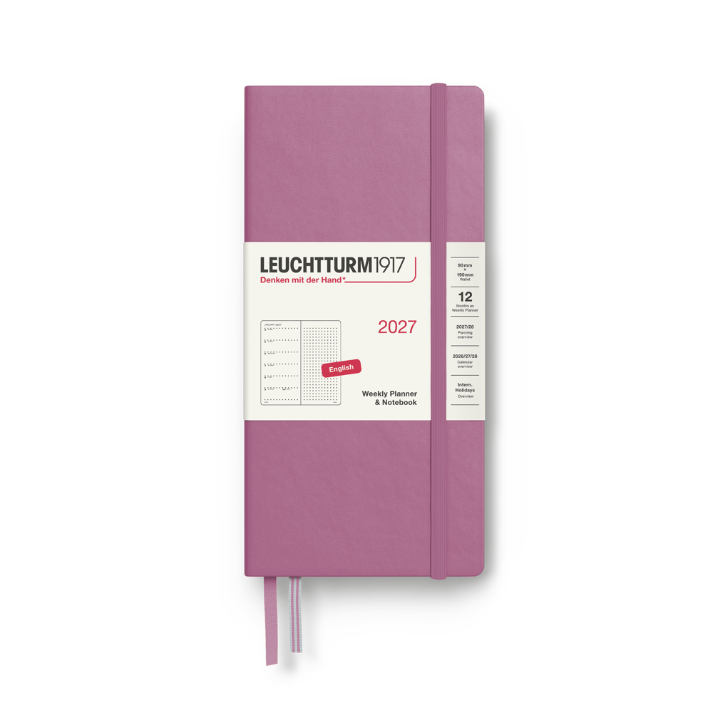 Leuchtturm1917 Planner 2027 - 12M Haftalık Planner & Notebook Noktalı Wallet B6 X A6  2027 İngilizce Dusty Rose 400265