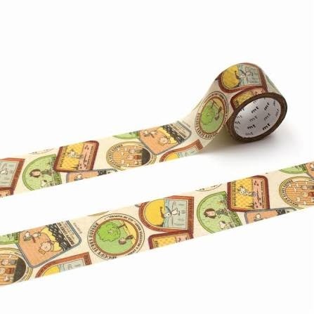 MT Upcycle Peanuts Vintage Etiketler Desenli Washi Bant 30 mm × 5 m