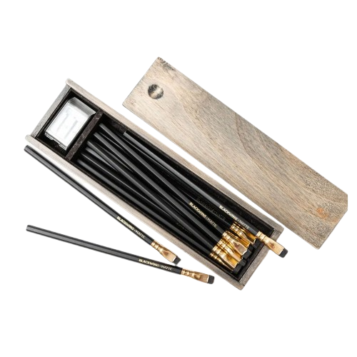 Blackwing Rustic Çam Ağacından Hediye Kutusu & Matte12 Kalem & Kalemtraş Seti