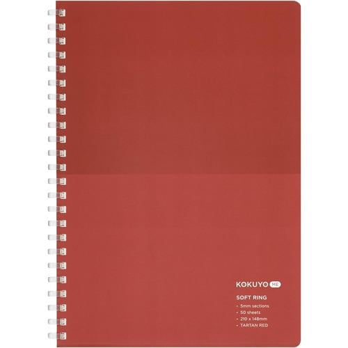 Kokuyo Me Limited Edition 2024 50 Yaprak, Soft Ring Telli, 5 mm Kareli, A5 Defter Tartan Red