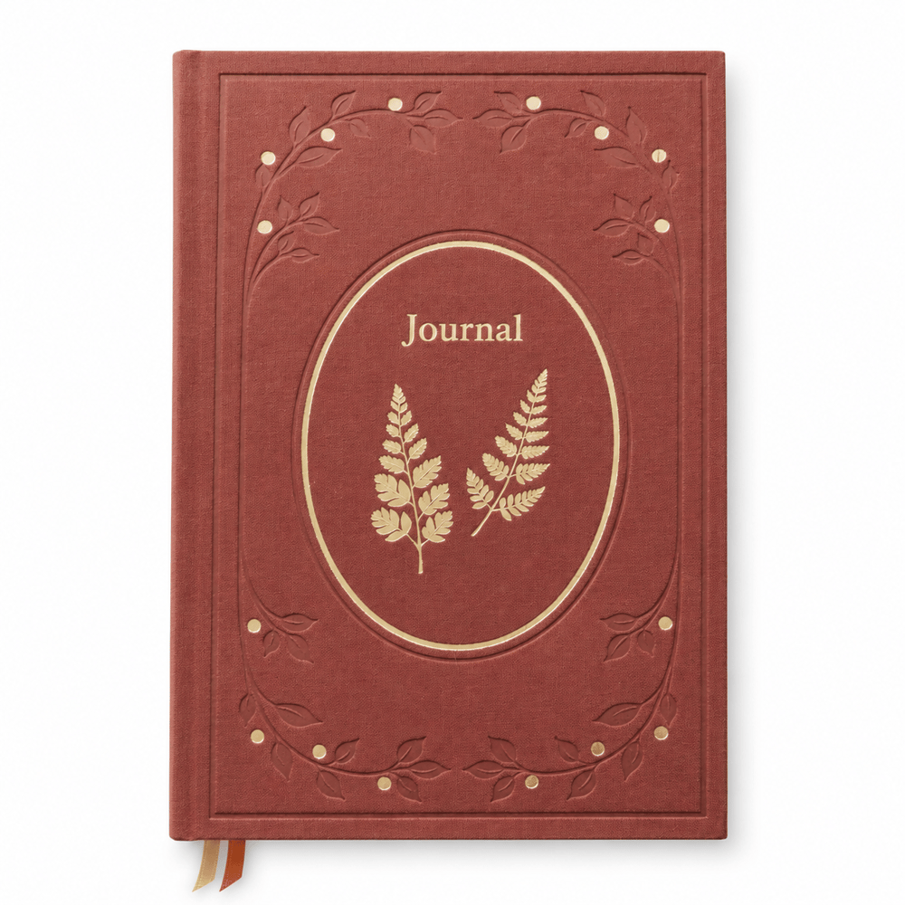 Nova Crafts Keten Journal Yaldız Kenar Çizgili Defter 17x24 cm. 110 gr. Ivory 200 sy. Burgundy