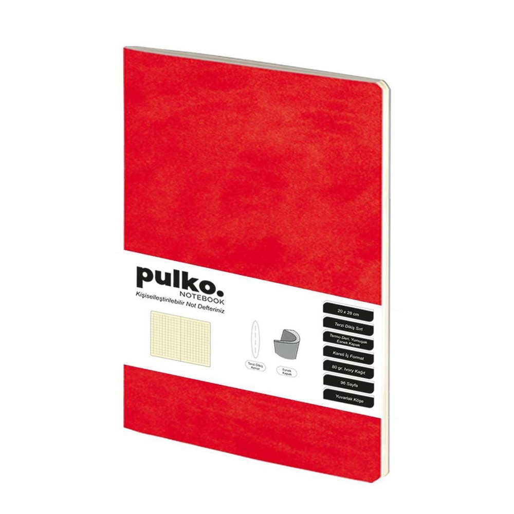 Pulko Terzi Dikiş 20x28 cm Kareli 80 gr Ivory Defter Kırmızı