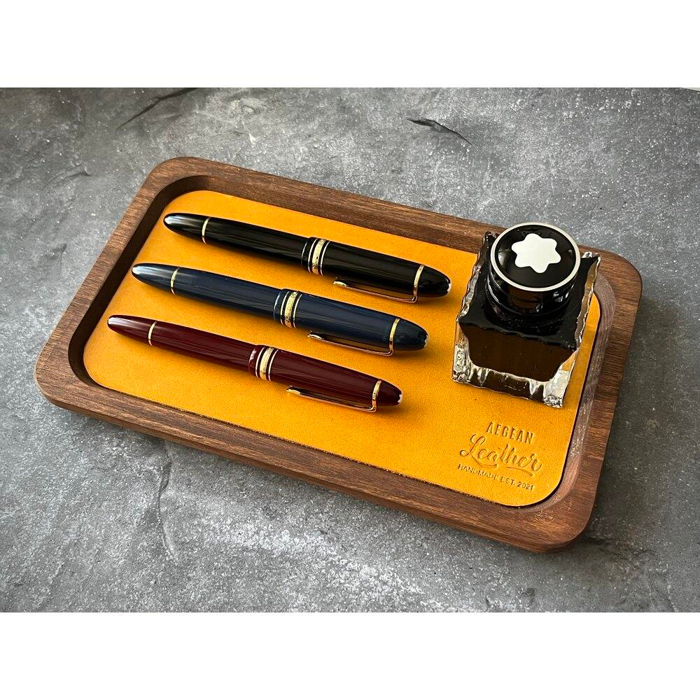 Aegan Leather Kayın Ağacı Kalem Tepsisi Sarı