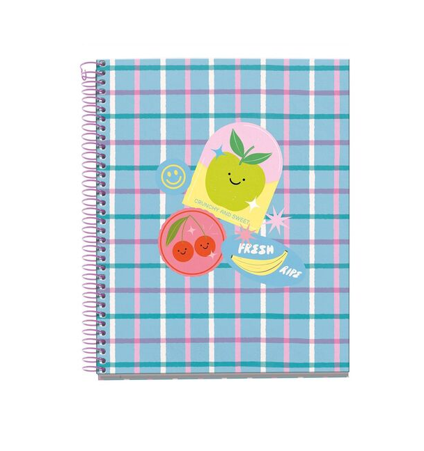 Miquelrius A5 Kareli Telli Defter ve Sticker Seti Happy Fruits 