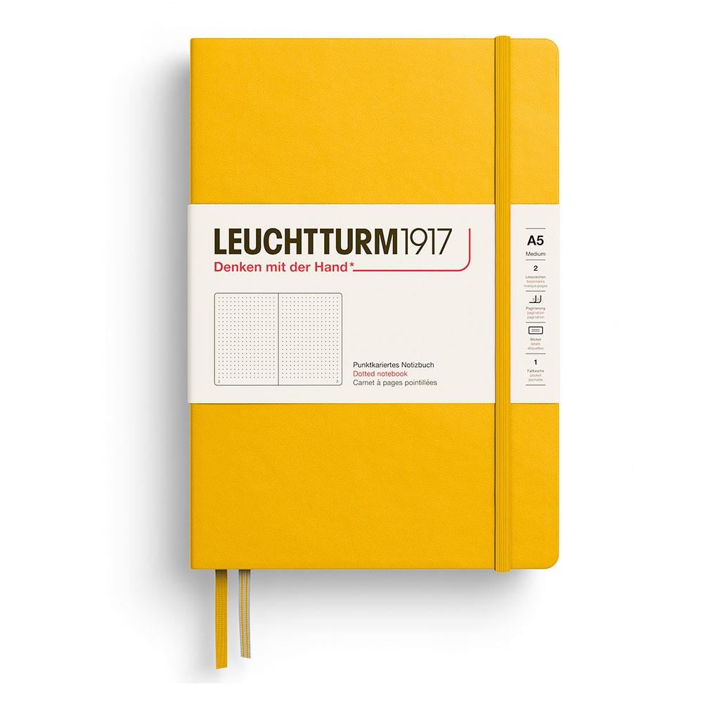 Leuchtturm1917 Not Defteri Orta Boy (A5), Sert Kapak, 251 Numaralandırılmış Sayfa, Noktalı, Ayçiçeği