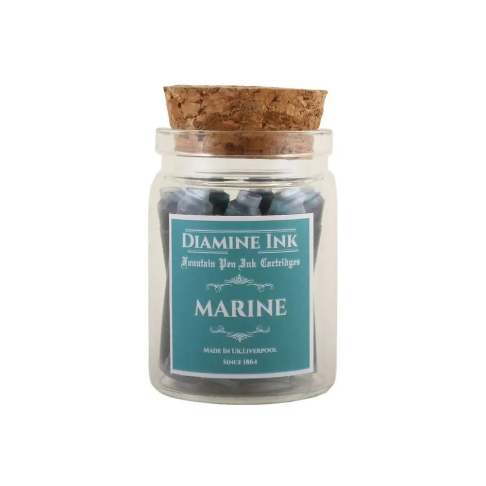 Diamine Mantar Kapak Cam Şişe 12'li Kartuş Seti Marine