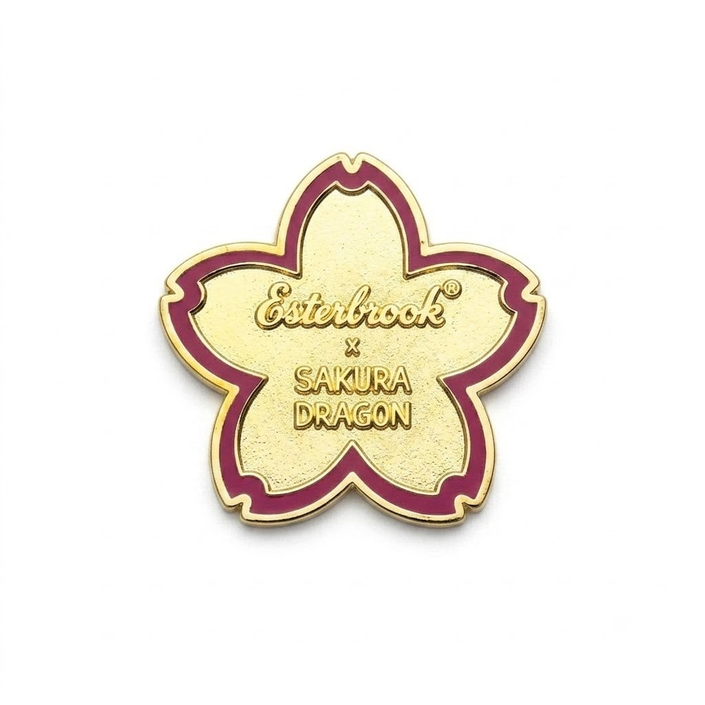 Esterbrook Sakura Dragon Lapel Pin Yaka Rozeti Flower