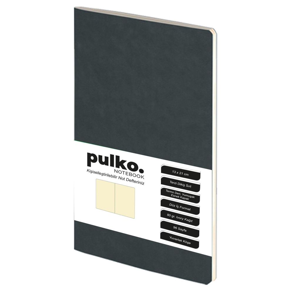 Pulko Terzi Dikiş 13x21 cm Çizgisiz Defter Siyah