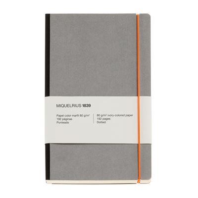 Miquelrius Retro Sert Kapak A5 Noktalı Lastikli Defter - Gri