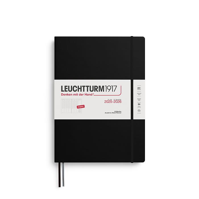 Leuchtturm1917 Master Boy (A4+) Akademik 18 Aylık Hafta Ajandası 2026 Sert Kapak, İngilizce, Siyah 372814