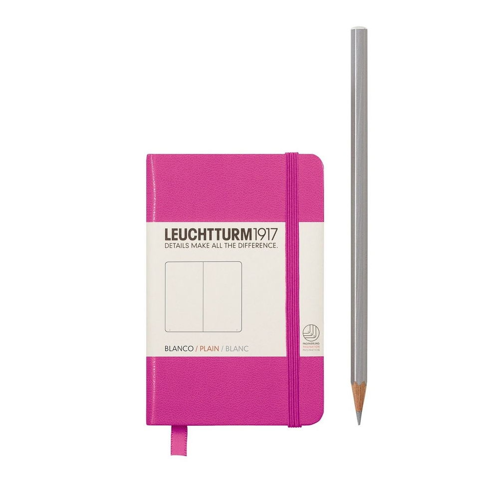 Leuchtturm1917 Not Defteri Mini Boy (A7), Sert Kapak, Düz, Pembe