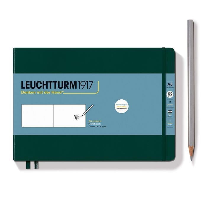 Leuchtturm1917 Sketchbook  Landscape Medium A5 112 pages 210 x 145 mm Forest Green 370358
