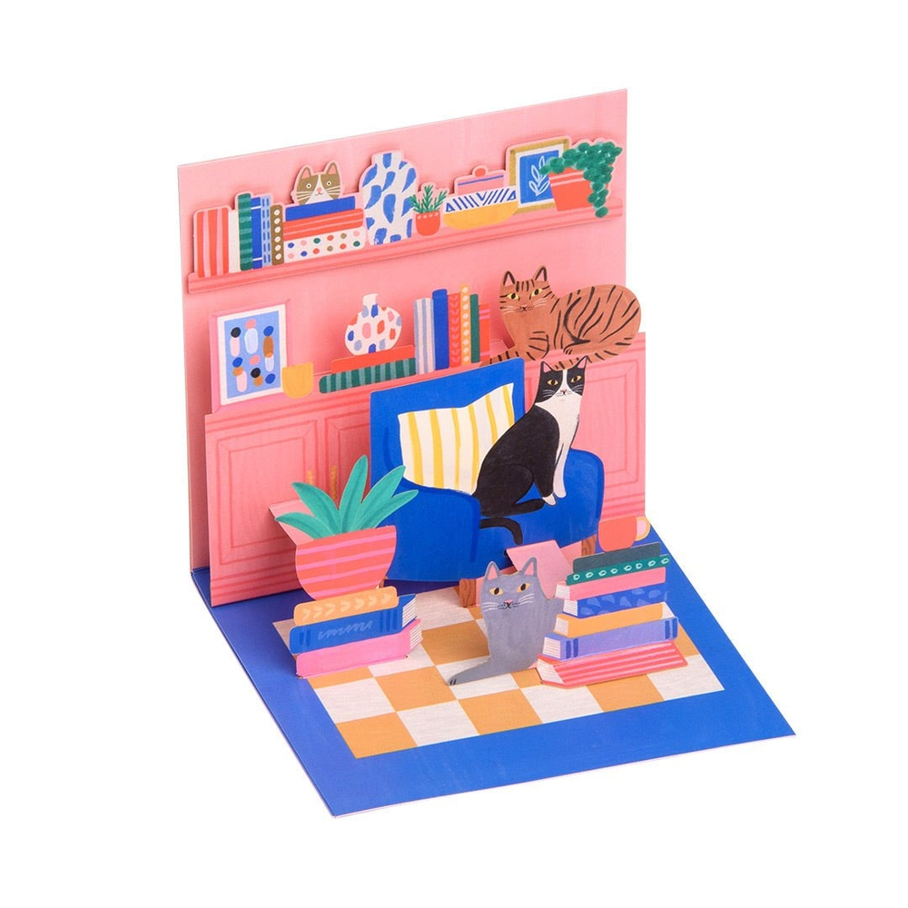 Ohh Deer Imogen Harper Tasarımı Pop-up Kartpostal Cat Book Nook 13006