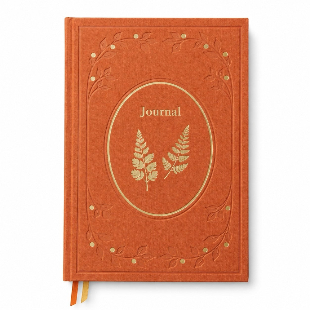 Nova Crafts Keten Journal Yaldız Kenar Çizgili Defter 17x24 cm. 110 gr. Ivory 200 sy. Orange