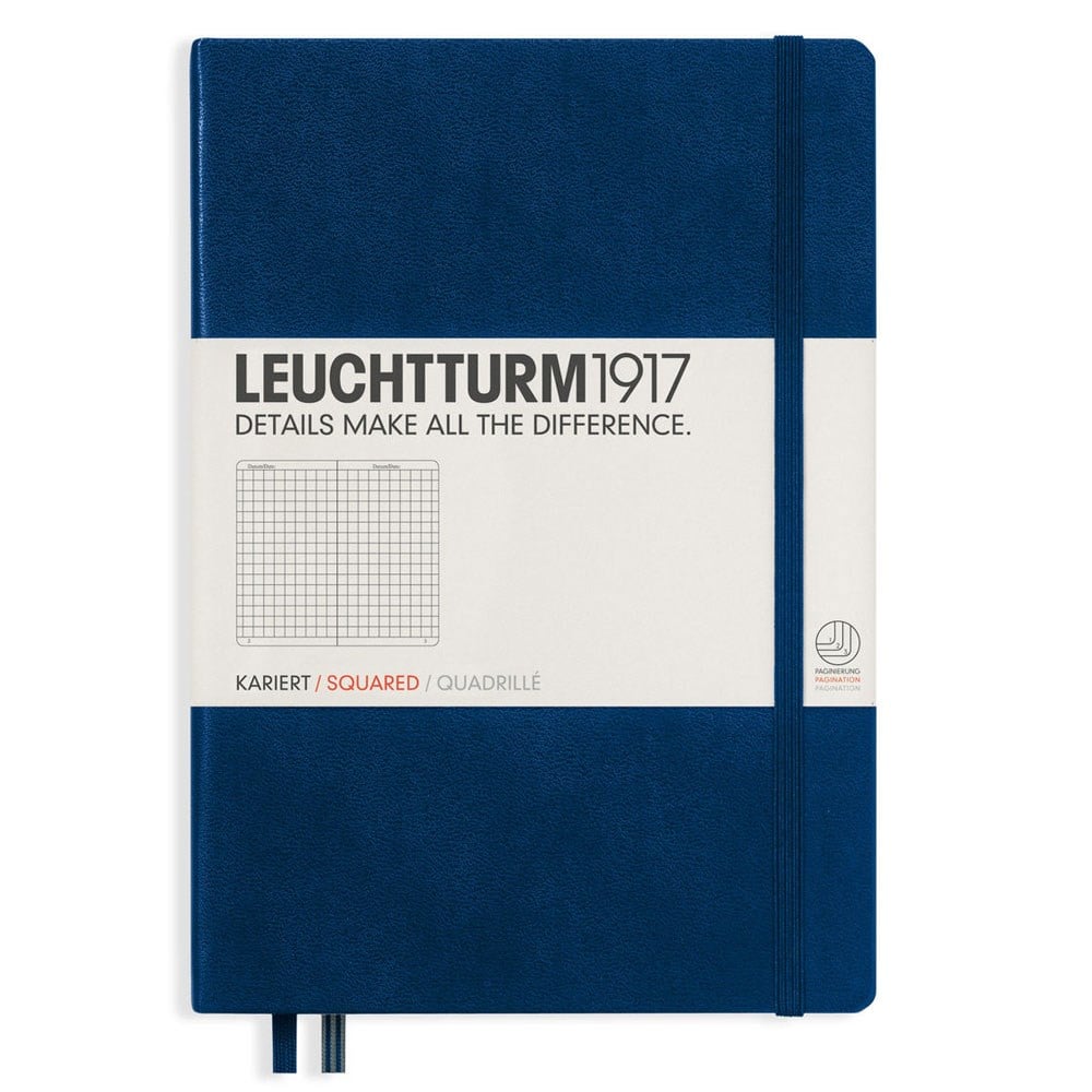 Leuchtturm1917 Not Defteri Orta Boy (A5), Sert Kapak, 251 Numaralandırılmış Sayfa, Kareli, Navy 342923