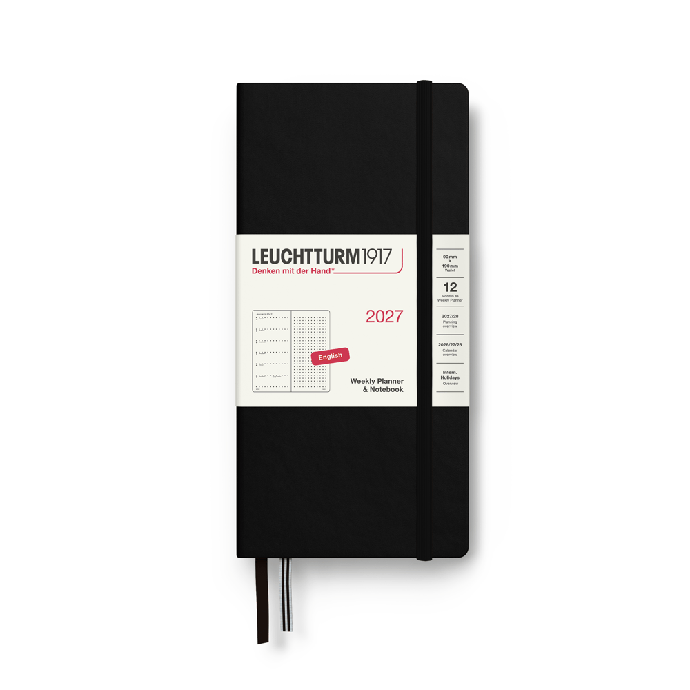 Leuchtturm1917 Planner 2027 - 12M Haftalık Planner & Notebook Noktalı Wallet B6 X A6  2027 İngilizce Black 400264