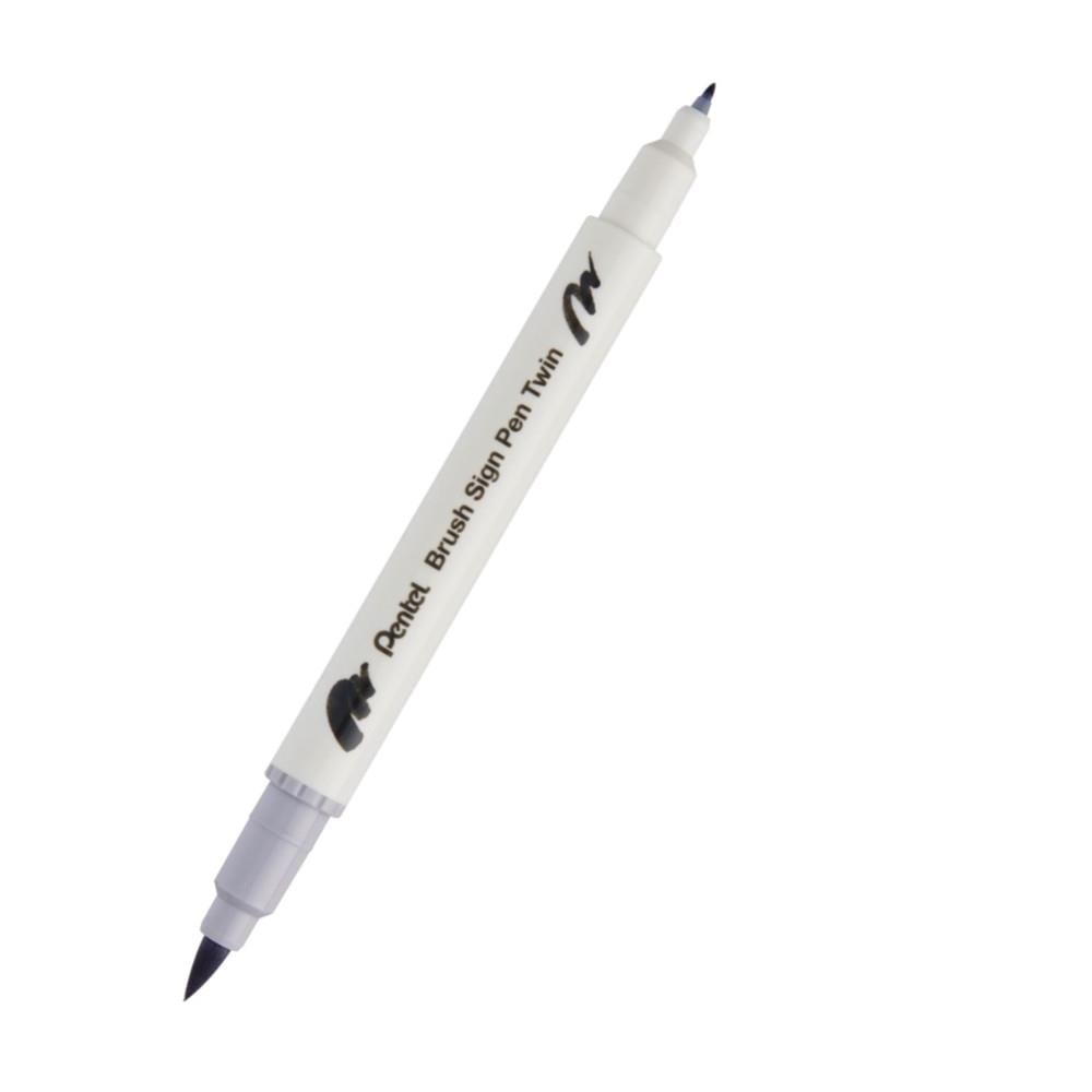 Pentel Brush Sing Pen Twin Çift Taraflı Fırça Uçlu Kalem Silver Grey