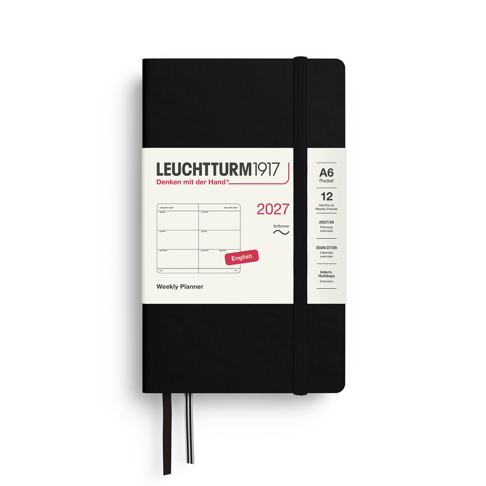 Leuchtturm1917 Planner 2027 - 12M Haftalık Planner Pocket A6  2027 Yumuşak Kapaklı İngilizce Black 400300