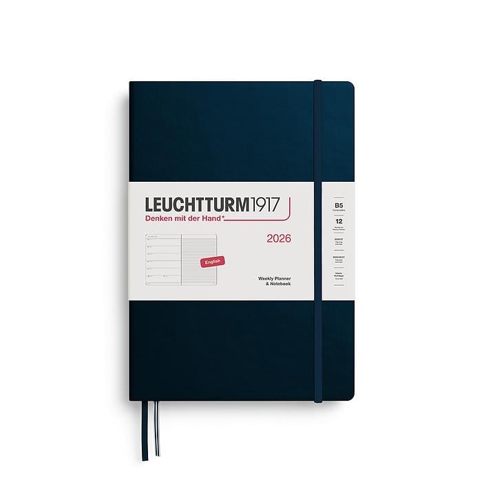Leuchtturm1917 Tablet Boy (B5) 12 Aylık Ajanda ve Not Defteri (Çizgili) 2026 Sert Kapak, İngilizce, Derin Deniz 372648
