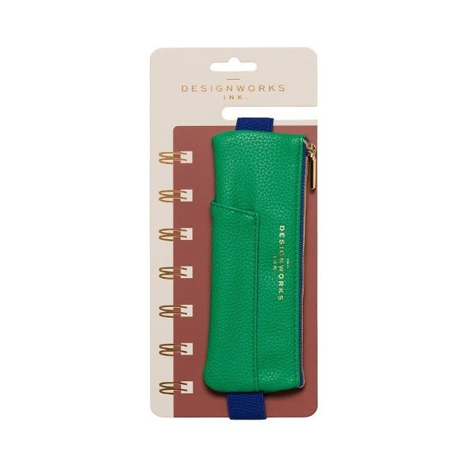DesignWorks Ink Vegan Deri Defter Üstü Kalemlik Pink & OrangeBright Green & Navy