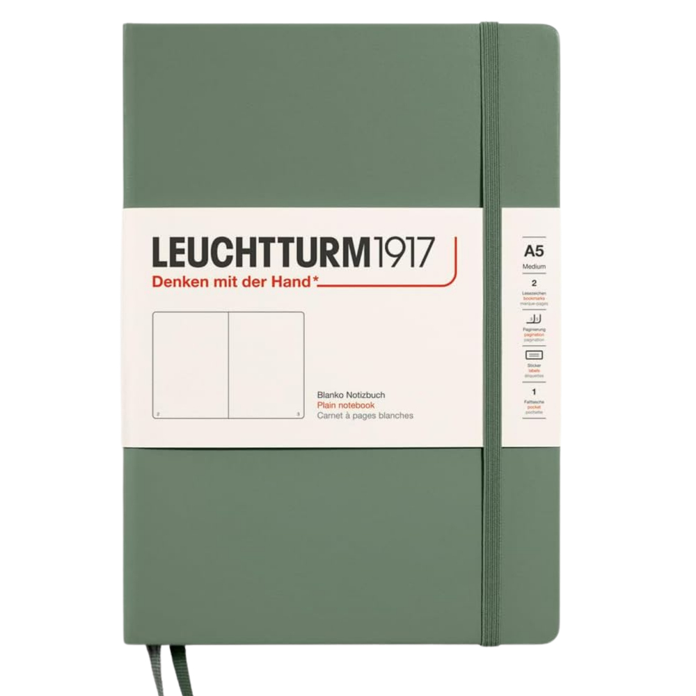 Leuchtturm1917 Not Defteri Orta Boy (A5), Sert Kapak, 251 Numaralandırılmış Sayfa, Düz, Olive 365488