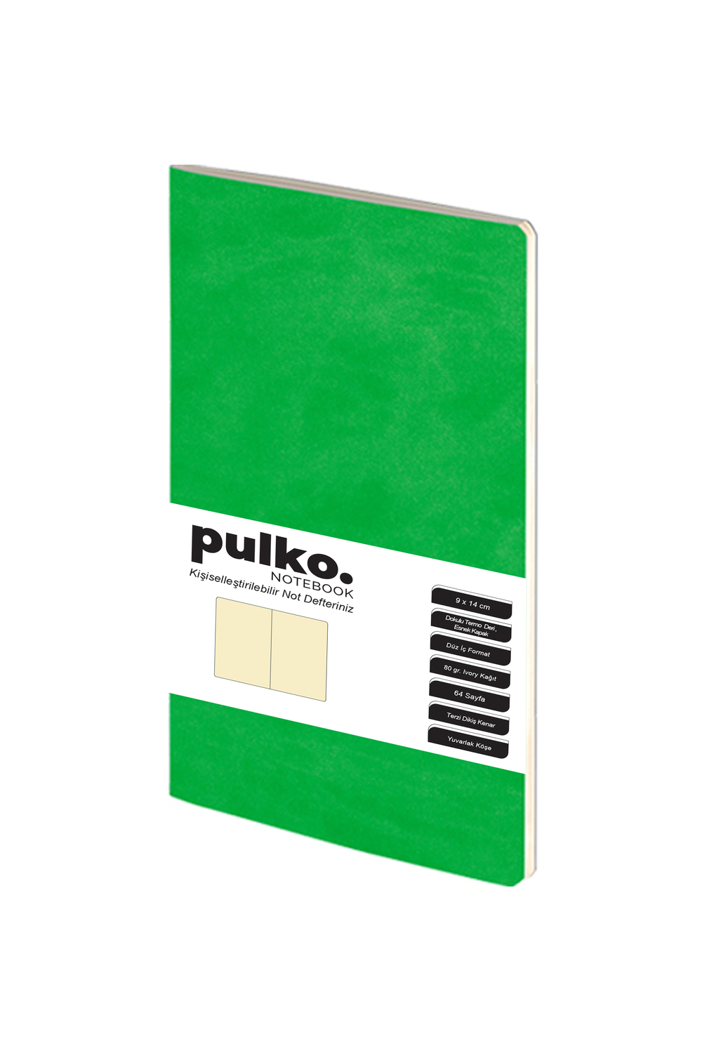 Pulko Terzi Dikiş 9x14 cm Çizgisiz 80 gr Ivory Defter Yeşil