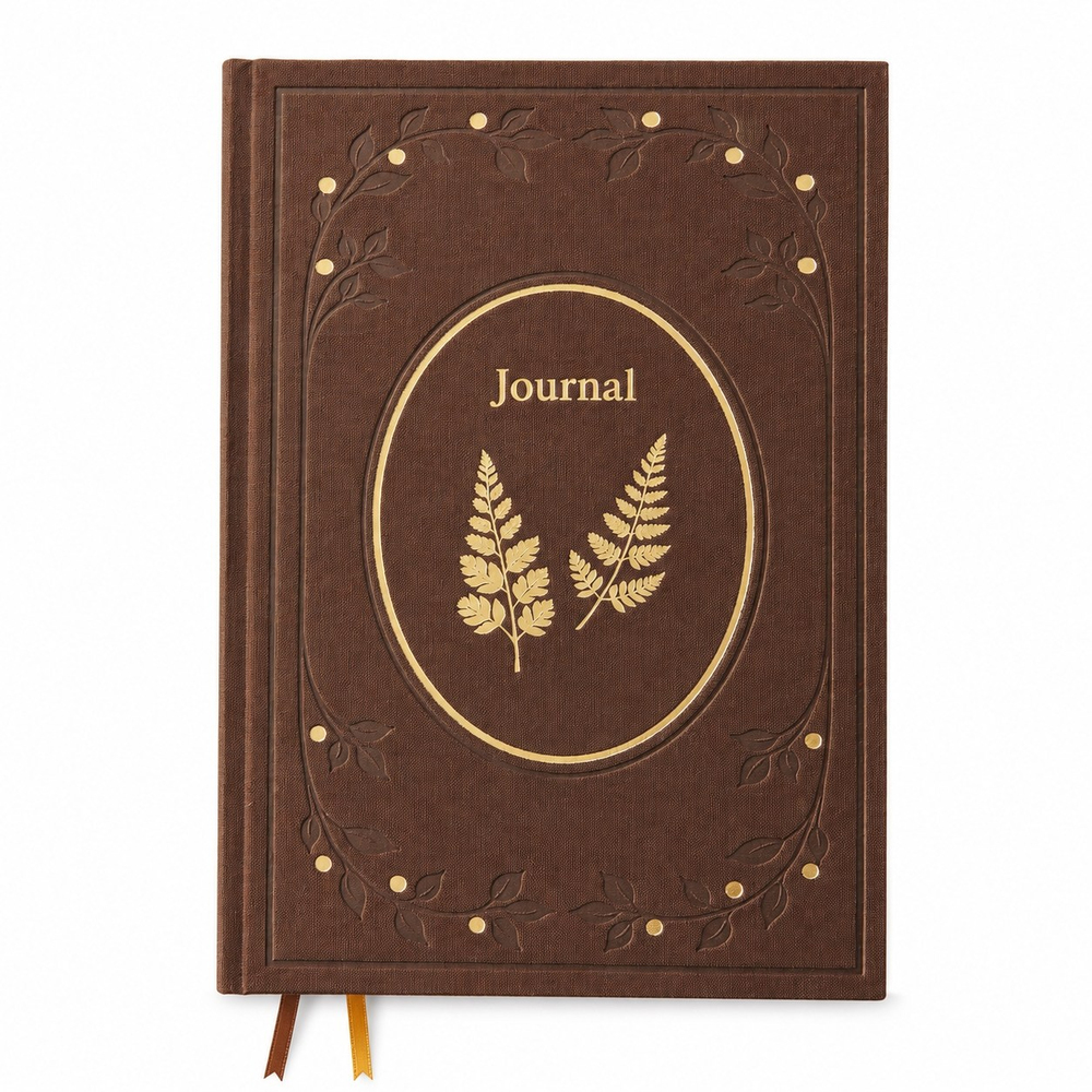 Nova Crafts Keten Journal Yaldız Kenar Çizgili Defter 17x24 cm. 110 gr. Ivory 200 sy. Brown