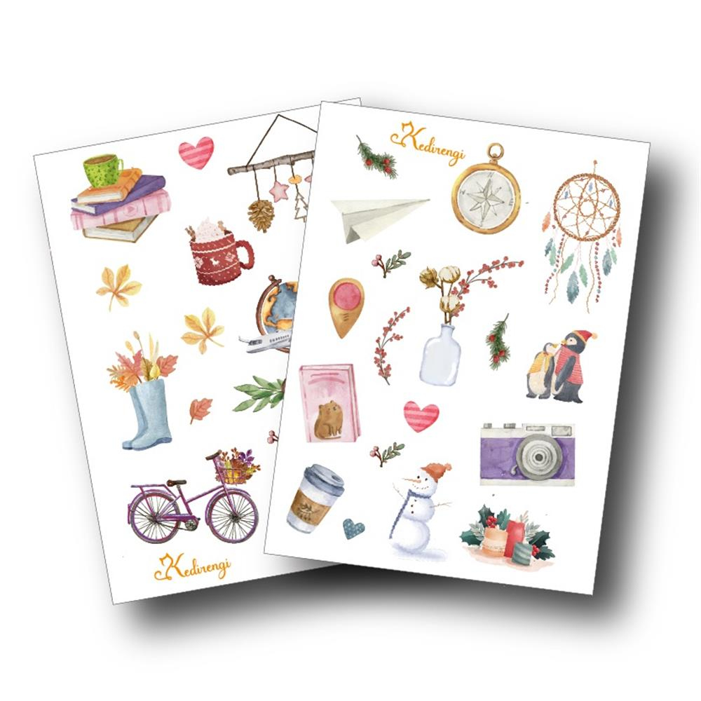 Kış Temalı Özel Çizim Sticker Set
