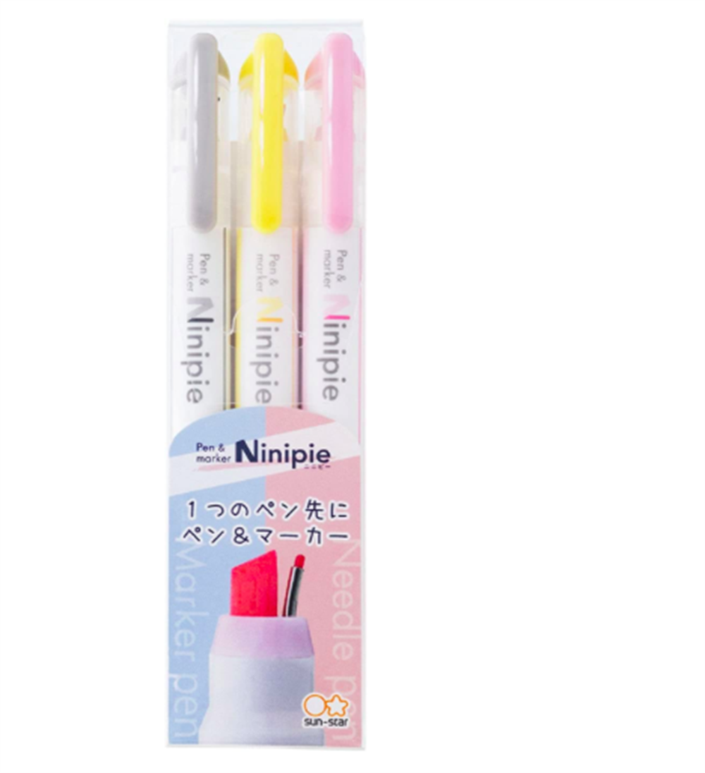 Sun Star Ninipie Fosforlu Kalem ve Jel Kalem 3'lü Set Shiny Colors