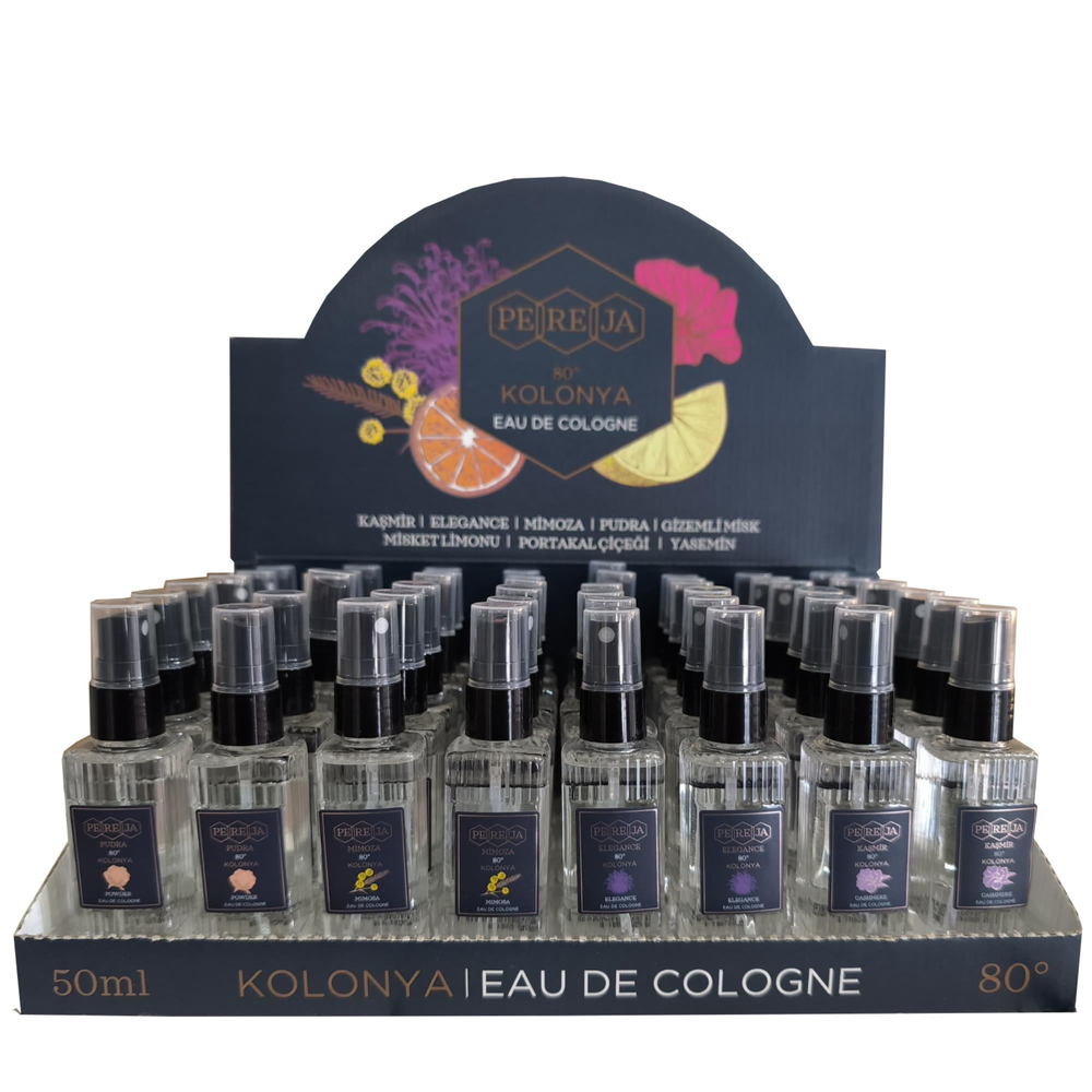 Pereja Kaşmir Pudra Elegans Mimoza Kolonyası 50 ml 48 Adet Standlı