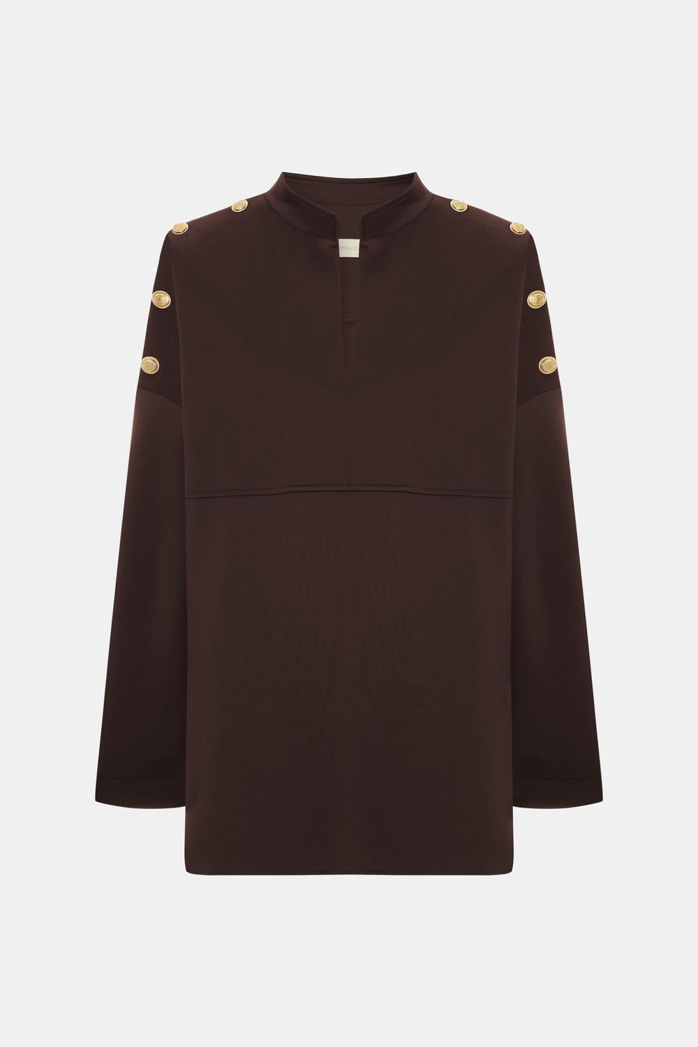 Acı Kahve Neopren Düğmeli Sweatshirt