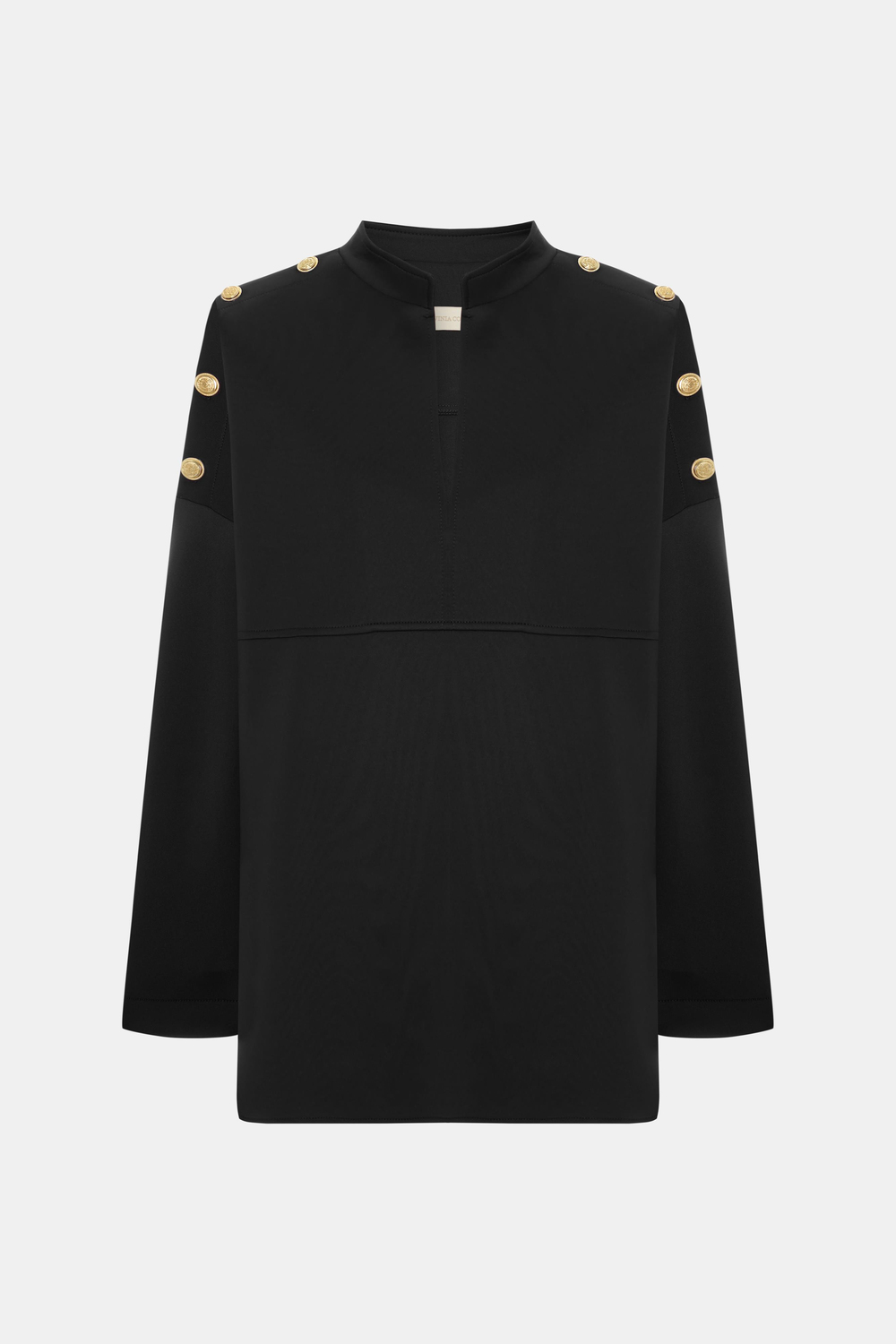 Siyah Neopren Düğmeli Sweatshirt