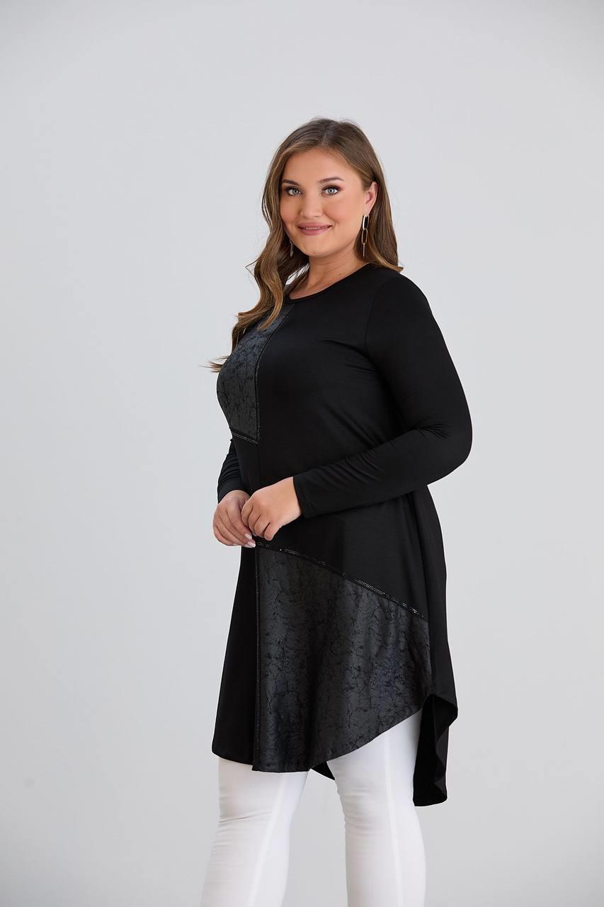 52-819 Kristal Kumaş Tunik - Siyah