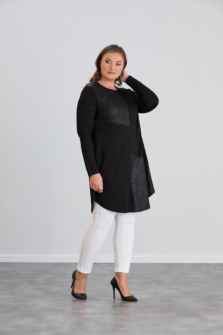 52-819 Kristal Kumaş Tunik - Siyah