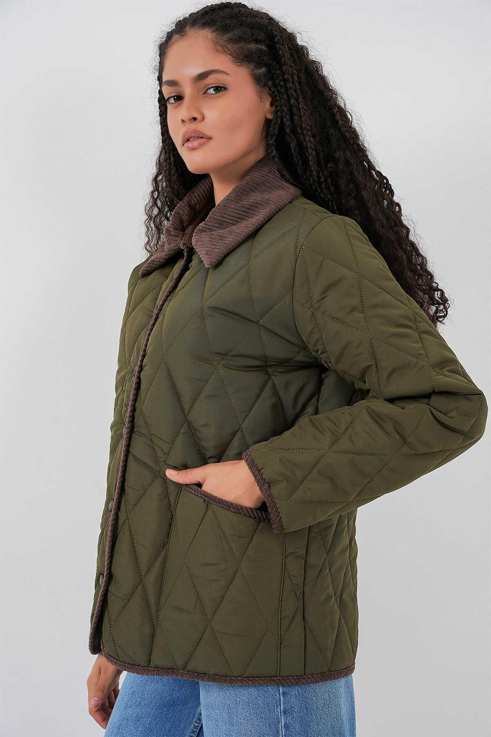 5226 Kapitone Oversize Mont - Haki